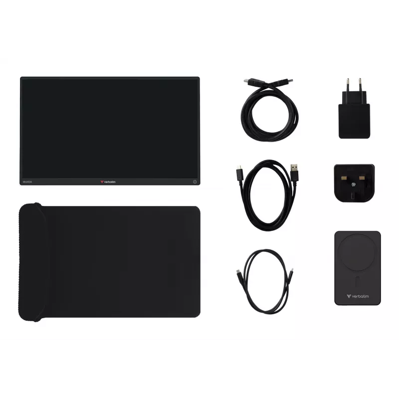 Nešiojamas monitorius VERBATIM 13,3 colio WUXGA (1920x1200) IPS jutiklinis ekranas, baterija, USB-A/USB-C, 3,5 mm, aliuminis, 0,925 kg