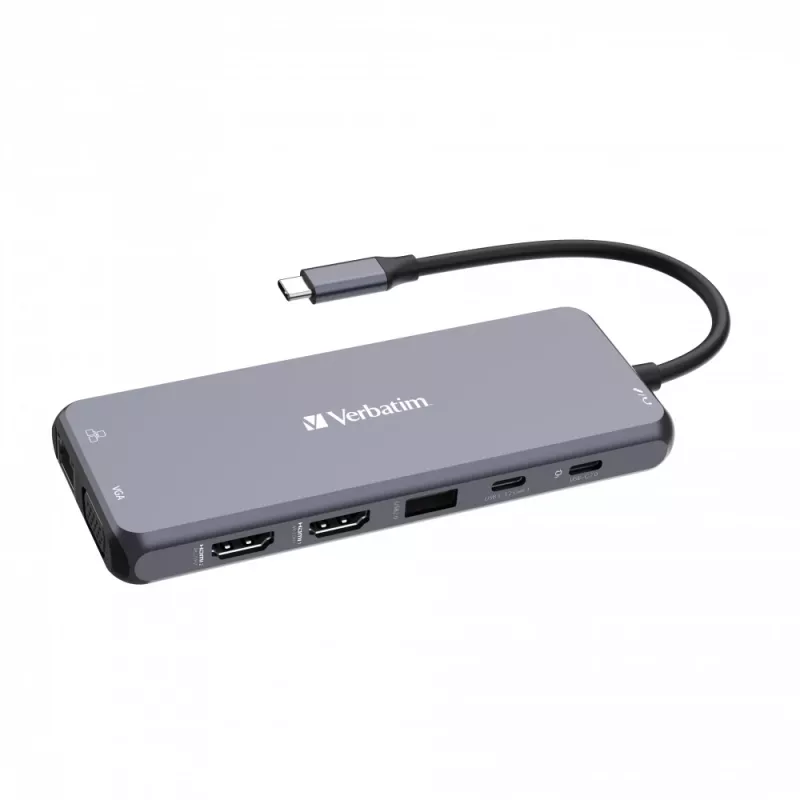 Verbatim CMH-14 USB-C 14 prievadų stotelė, 5000 Mbit/s, sidabrinė