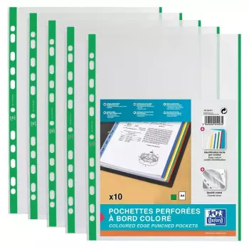 A4 dokumentų segtuvas Elba Oxford 100206877, skaidrus su žalia sustiprinta briauna