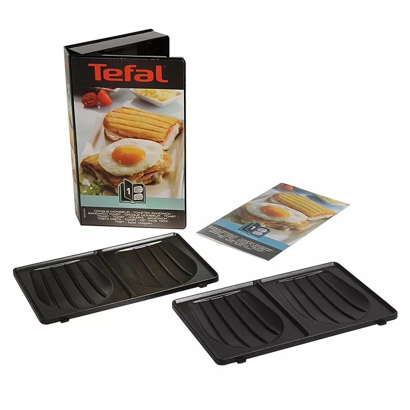 Pakeitimo plokštės Tefal XA800112, skirtos Snack Collection/SnackTime – juodos, 242×155×44 mm, 2 vnt. pakuotė
