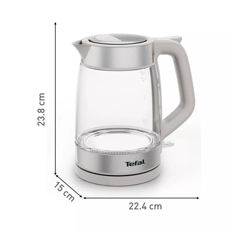 Tefal stiklinis virdulys KI605B30 1,7 L 2200 W Pilka, Sidabrinė, Peršviečiama