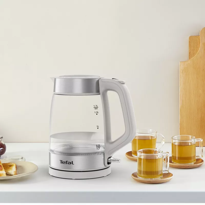 Tefal stiklinis virdulys KI605B30 1,7 L 2200 W Pilka, Sidabrinė, Peršviečiama