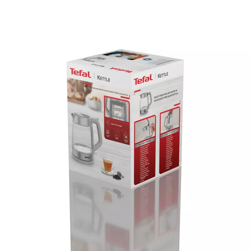 Tefal stiklinis virdulys KI605B30 1,7 L 2200 W Pilka, Sidabrinė, Peršviečiama
