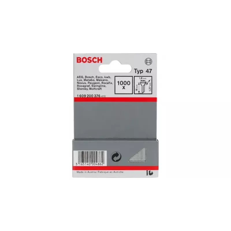 Bradvinė Bosch 1609200376 Tipas 47 Ilgis 16 mm Kiekis 1000 vnt.