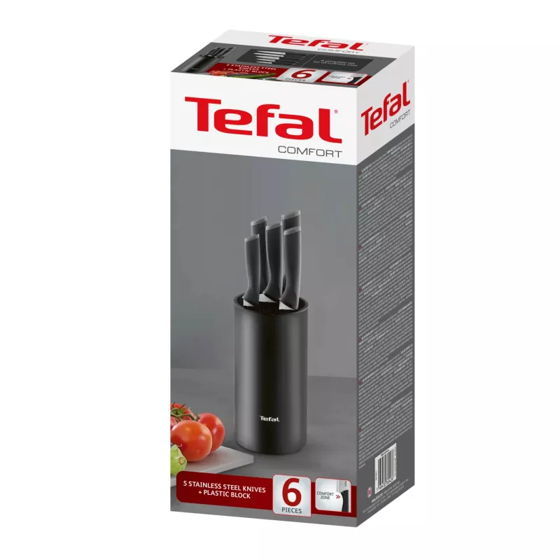 Peilių rinkinys Tefal K2216S74 – nerūdijančio plieno ašmenys, 20 cm, 5 dalių