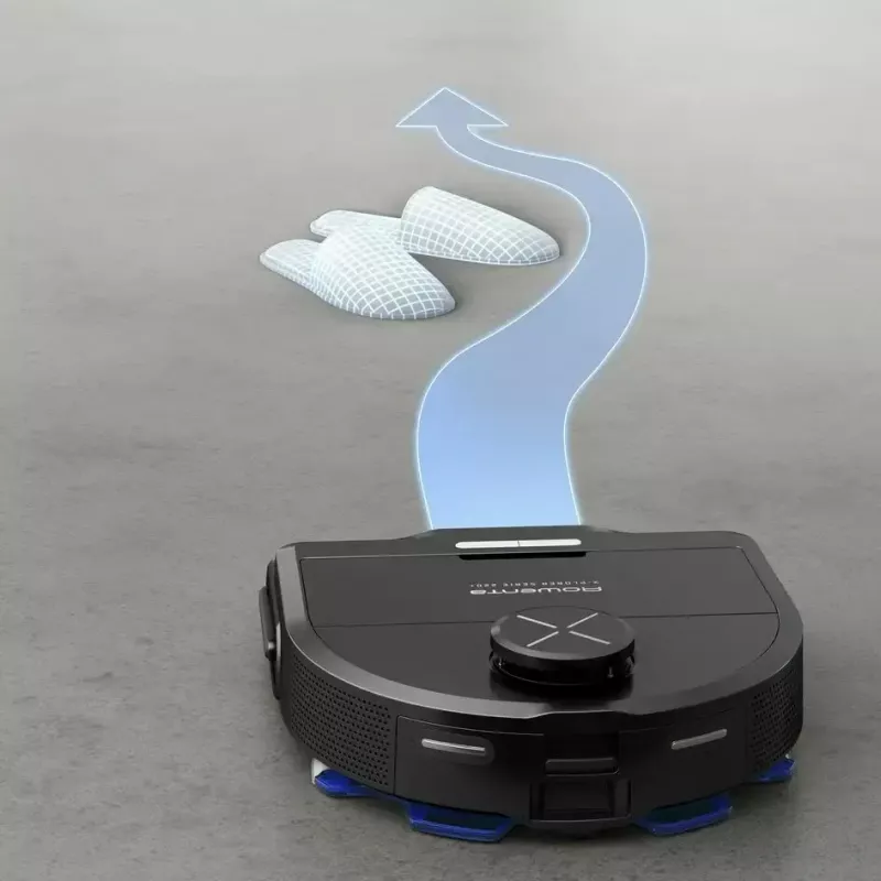 Robotinis dulkių siurblys Rowenta X-Plorer RR9465WH – bekontaktis, D formos, 0,35 L talpa, 120 min veikimo laikas, Li-Ion, juodas