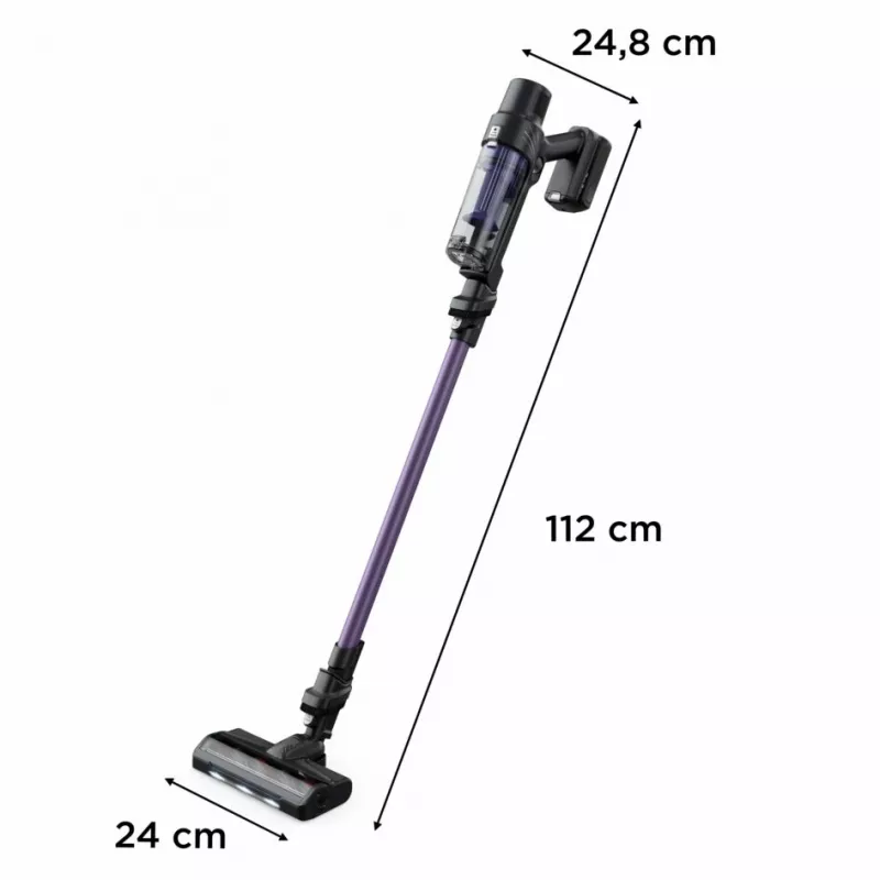 Rowenta RH6A31 2-in-1 belaidis dulkių siurblys, sausas valymas, be maišelio, 140 W, juoda, violetinė