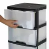 Spintelė su stalčiais Curver 0806770146 — 5 stalčių, po 20 l, juoda/permatoma, 37×39×100 cm