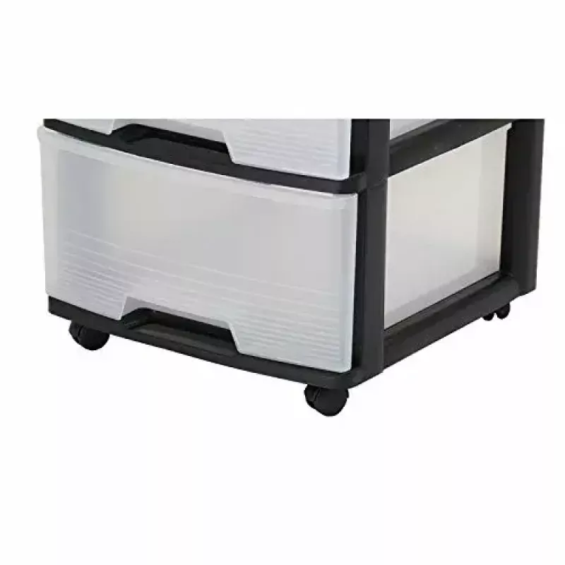 Spintelė su stalčiais Curver 0806770146 — 5 stalčių, po 20 l, juoda/permatoma, 37×39×100 cm