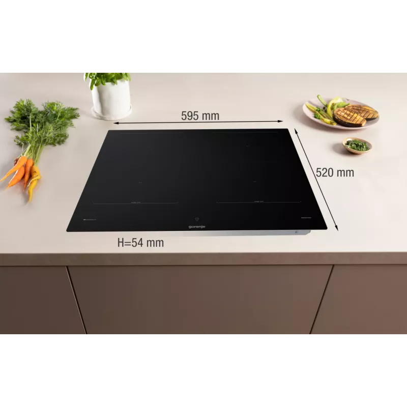 Gorenje Indukcinė kaitlentė GI6443BSCWF, Juoda, Įmontuojama, 60 cm, Zoninė indukcinė kaitlentė, Stiklo keramika, 4 zonos