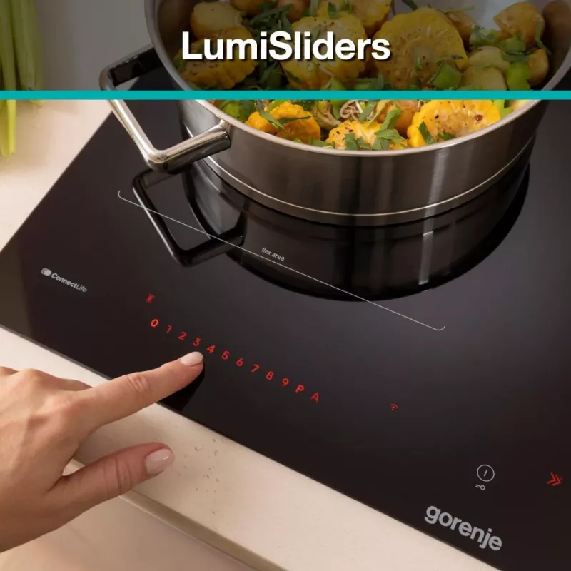 Gorenje Indukcinė kaitlentė GI6443BSCWF, Juoda, Įmontuojama, 60 cm, Zoninė indukcinė kaitlentė, Stiklo keramika, 4 zonos