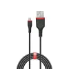 Lindy 1m sustiprintas USB A – Lightning laidas, 1 m, juodas