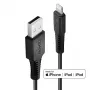Lindy 3m sustiprintas USB A į Lightning įkrovimo ir sinchronizavimo laidas