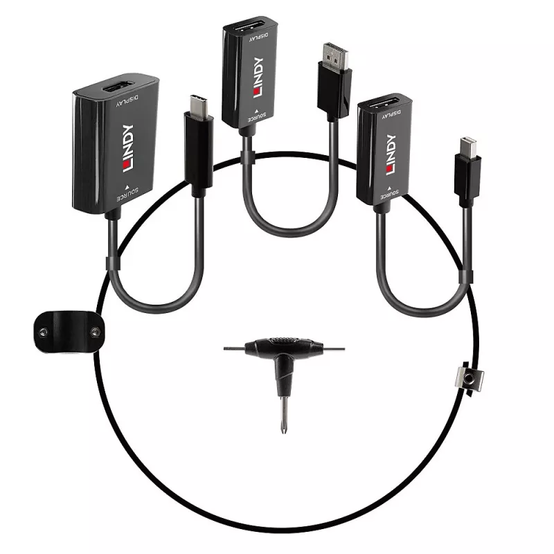 Lindy USB Type C, mDP ir DisplayPort į HDMI 18G keitiklio pakabukas