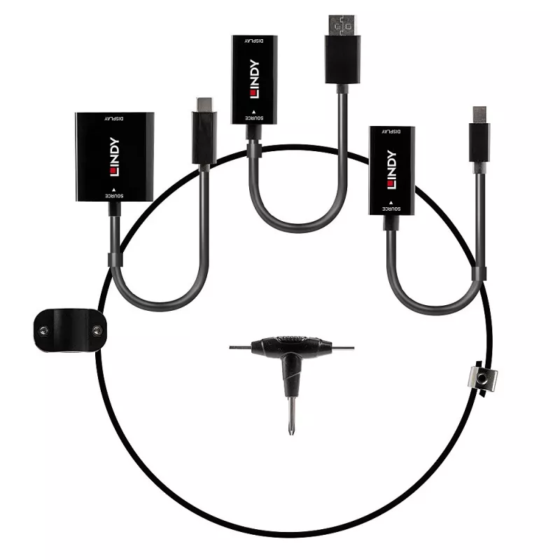 Lindy USB Type C, mDP ir DisplayPort į HDMI 18G keitiklio pakabukas
