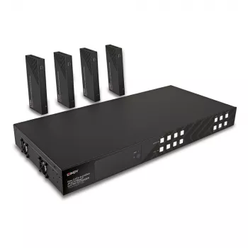Lindy 150 m Cat.6 4x4 HDMI 4K60 HDBaseT matricinis prailgintuvas, 3840 x 2160 pikselių, AV siųstuvas ir imtuvas, laidinis, juodas