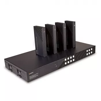Lindy 150 m Cat.6 4x4 HDMI 4K60 HDBaseT matricinis prailgintuvas, 3840 x 2160 pikselių, AV siųstuvas ir imtuvas, laidinis, juodas
