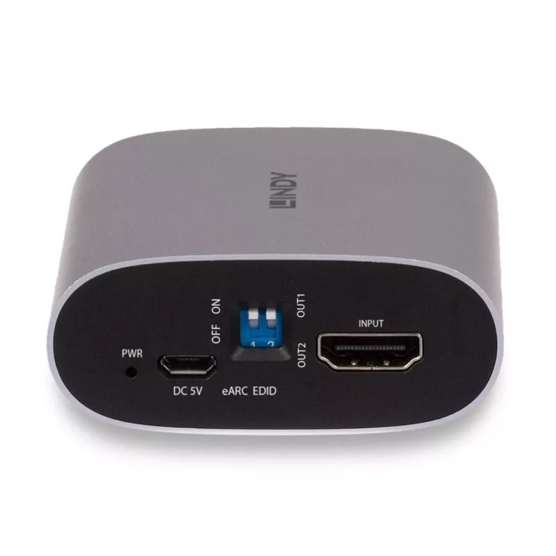Lindy 4K60 HDMI eARC garso išskyriklis, Micro-USB B, 65 mm, 70 mm, 27 mm, 83 g, 0 - 40 °C