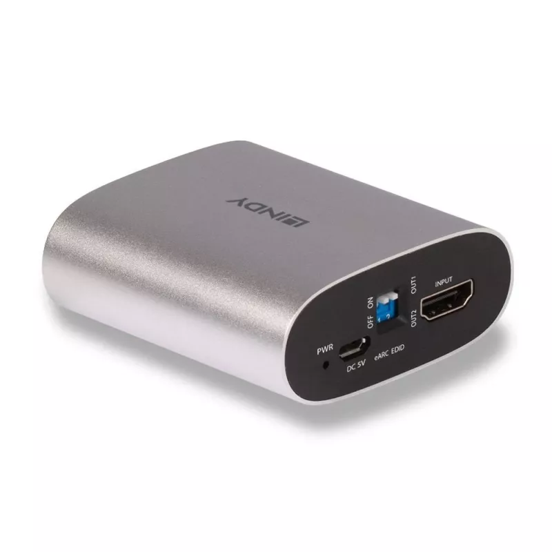 Lindy 4K60 HDMI eARC garso išskyriklis, Micro-USB B, 65 mm, 70 mm, 27 mm, 83 g, 0 - 40 °C
