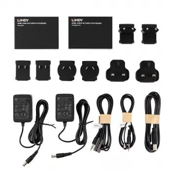 Lindy HDMI, KVM ir IR per IP siųstuvas-imtuvas, laidinis, 150 m, Cat5e, Cat6, juodas, metalinis