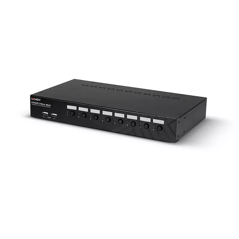 Lindy 39538 KVM jungiklis montavimui į stelažą, juodas