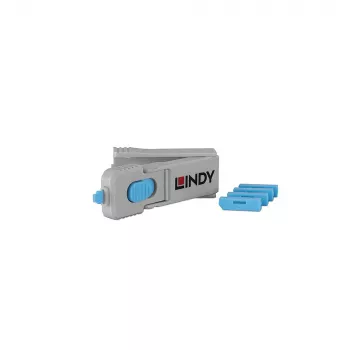 Lindy 40324 prievado blokatorius su raktu DisplayPort, mėlynas, 5 vnt.