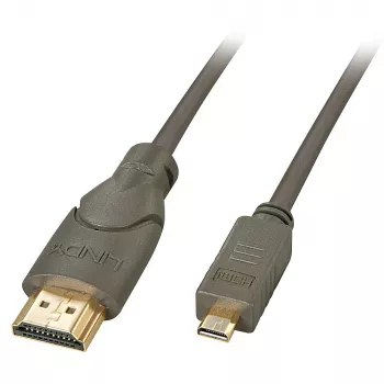 Lindy 0,5 m greitasis Micro HDMI į HDMI laidas, 0,5 m, HDMI A tipo (standartinis), HDMI D tipo (Micro), 3D, 10,2 Gbit/s, juoda