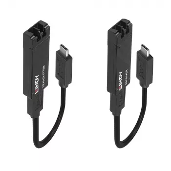 Lindy 100m šviesolaidinis USB 3.2 Type C prailgintuvas, tinklo siųstuvas ir imtuvas, 100 m, 10000 Mbit/s, pluoštas, USB 3.2 Gen 1 (3.1 Gen 1) Type-C, juoda