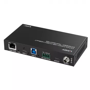 Lindy 100m Cat.6A 2 Host USB 3.2 Gen 1 HDBaseT ilgintuvas, tinklo siųstuvas ir imtuvas, 100 m, 480 Mbit/s, Cat6a, VS6320, fosforinis bronza