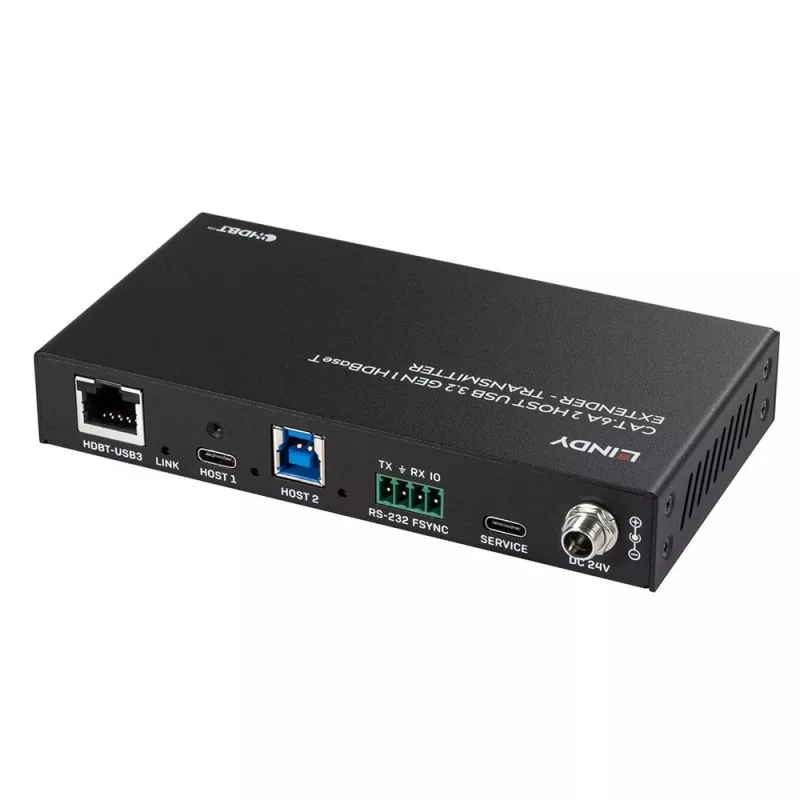 Lindy 100m Cat.6A 2 Host USB 3.2 Gen 1 HDBaseT ilgintuvas, tinklo siųstuvas ir imtuvas, 100 m, 480 Mbit/s, Cat6a, VS6320, fosforinis bronza