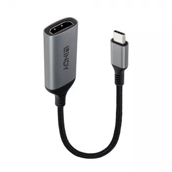Lindy 43428 vaizdo kabelio adapteris 0,15 m USB Type-C HDMI pilka