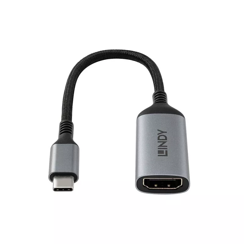 Lindy 43428 vaizdo kabelio adapteris 0,15 m USB Type-C HDMI pilka