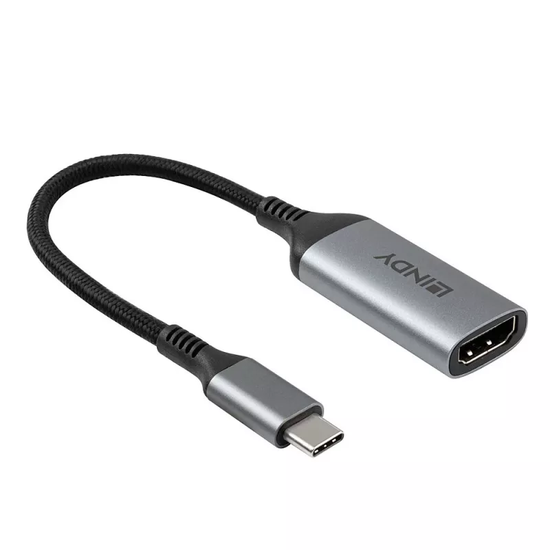 Lindy 43428 vaizdo kabelio adapteris 0,15 m USB Type-C HDMI pilka