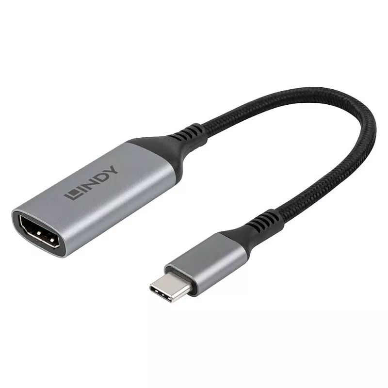 Lindy 43428 vaizdo kabelio adapteris 0,15 m USB Type-C HDMI pilka