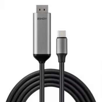 Lindy 43504 vaizdo kabelio adapteris 2 m USB Type-C DisplayPort pilkas