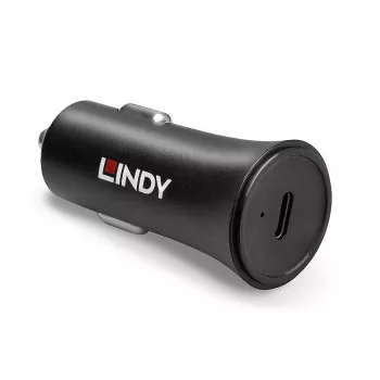 Lindy Single Port USB Type C PD automobilinis įkroviklis, 27W, juodas