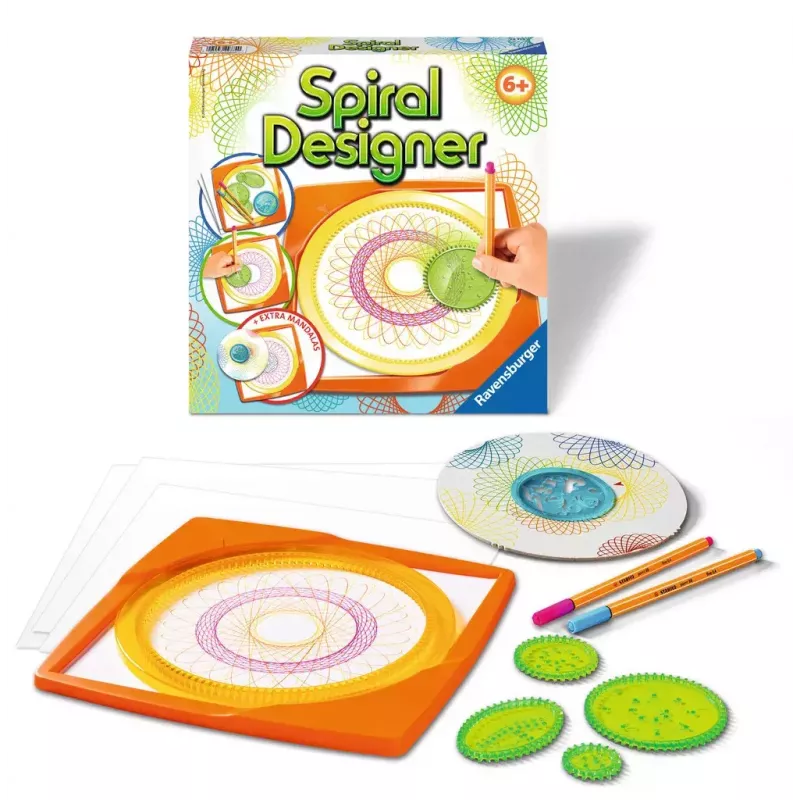 Vaikiškas spirografas Ravensburger 297740 su trafaretu ir 2 flomasteriais, įvairiaspalvis, nuo 6 metų