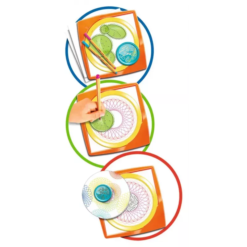Vaikiškas spirografas Ravensburger 297740 su trafaretu ir 2 flomasteriais, įvairiaspalvis, nuo 6 metų
