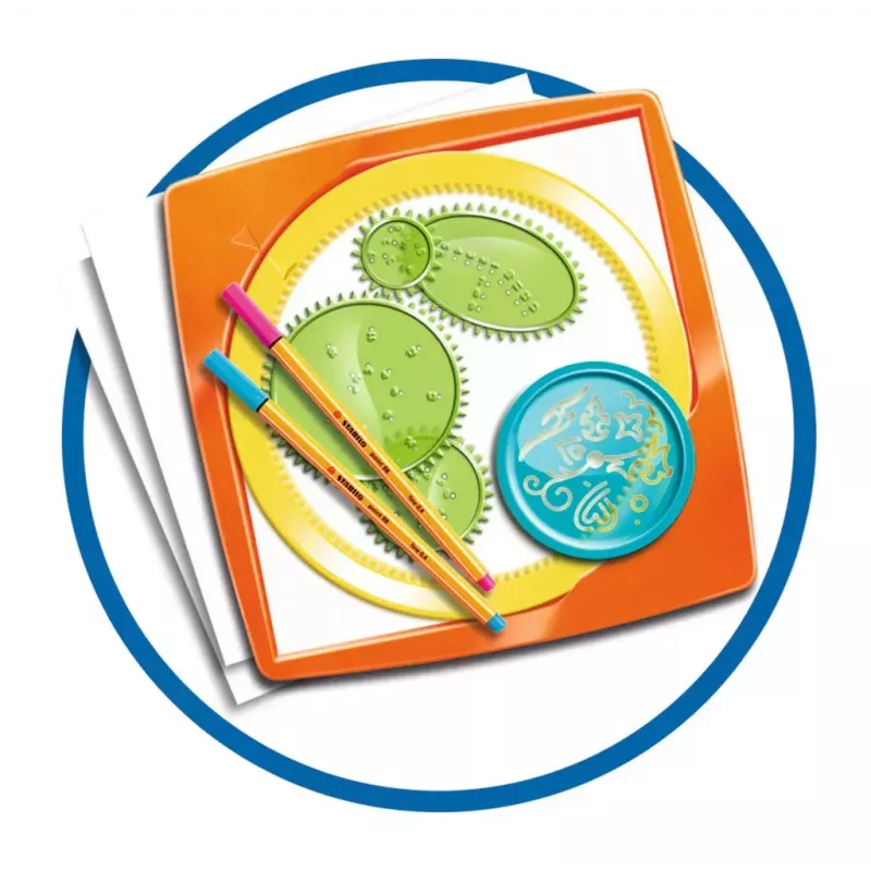 Vaikiškas spirografas Ravensburger 297740 su trafaretu ir 2 flomasteriais, įvairiaspalvis, nuo 6 metų