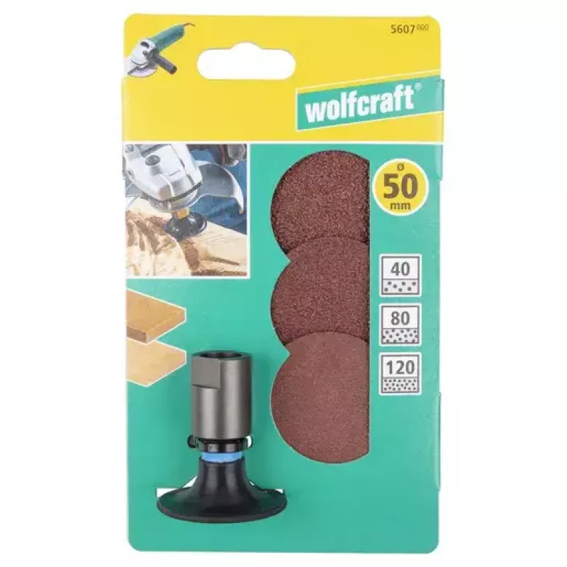 Šlifavimo diskų rinkinys Wolfcraft WF5607000, 4 vnt., M14, metalui ir medžiui