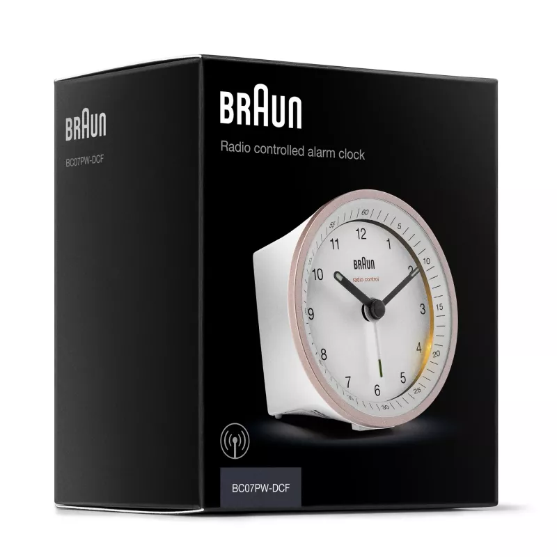 Braun BC07 kvarcinis žadintuvas rožinė, balta