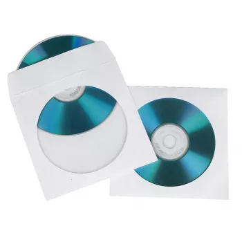 Hama CD popieriniai vokeliai, balti, 100 vnt./pakuotė, 1 diskui