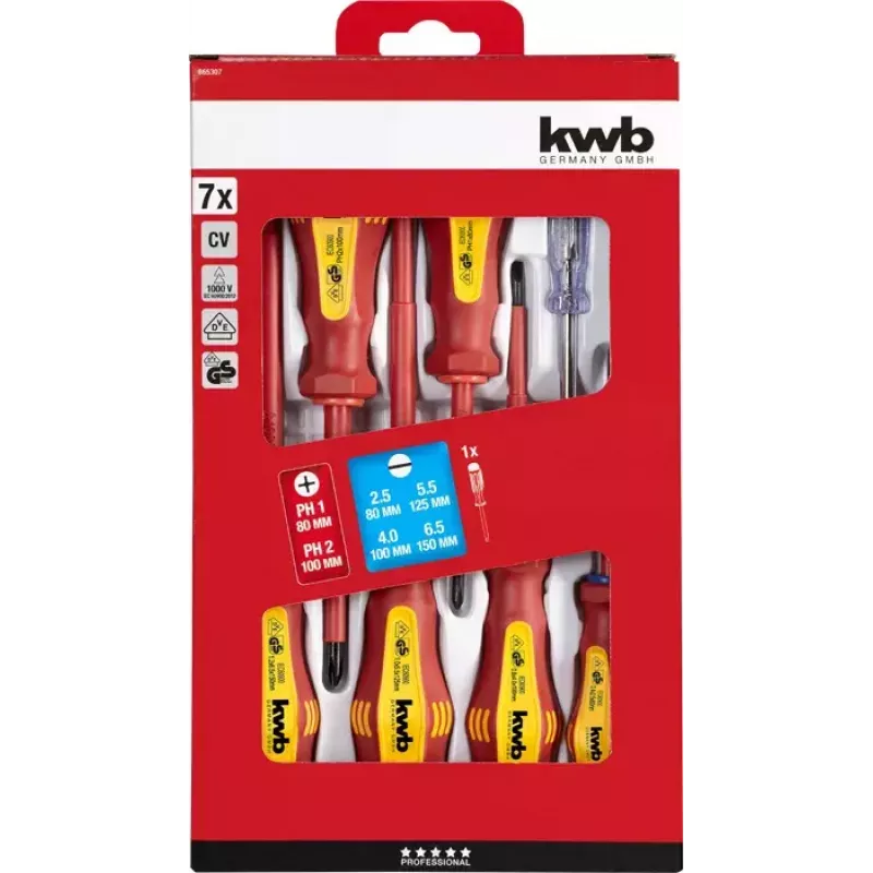Atsuktuvų rinkinys KWB 665307, 7 vnt., VDE izoliuoti
