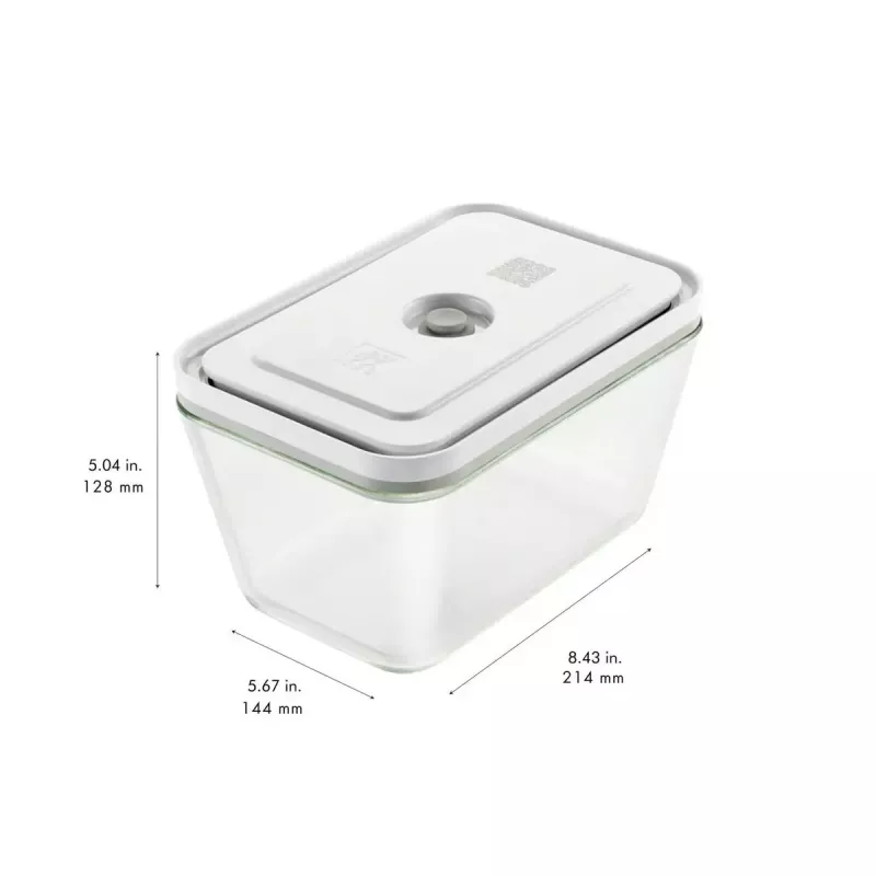 Maisto laikymo dėžė ZWILLING FRESH & SAVE Stačiakampis stiklas 1,6 L, plastikinis užrakinamas dangtelis, tinka orkaitei/mikrobangų krosnelei