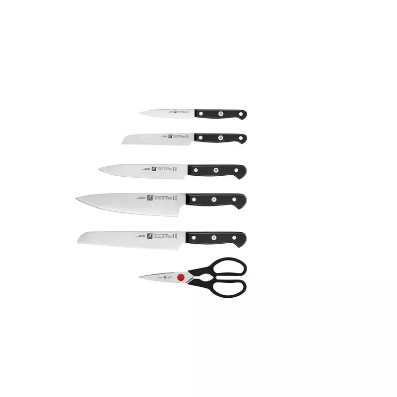 Peilių ir stalo įrankių blokas ZWILLING Gourmet 7 vnt. — plieniniai peiliai, plastikinės rankenos, 2,51 kg