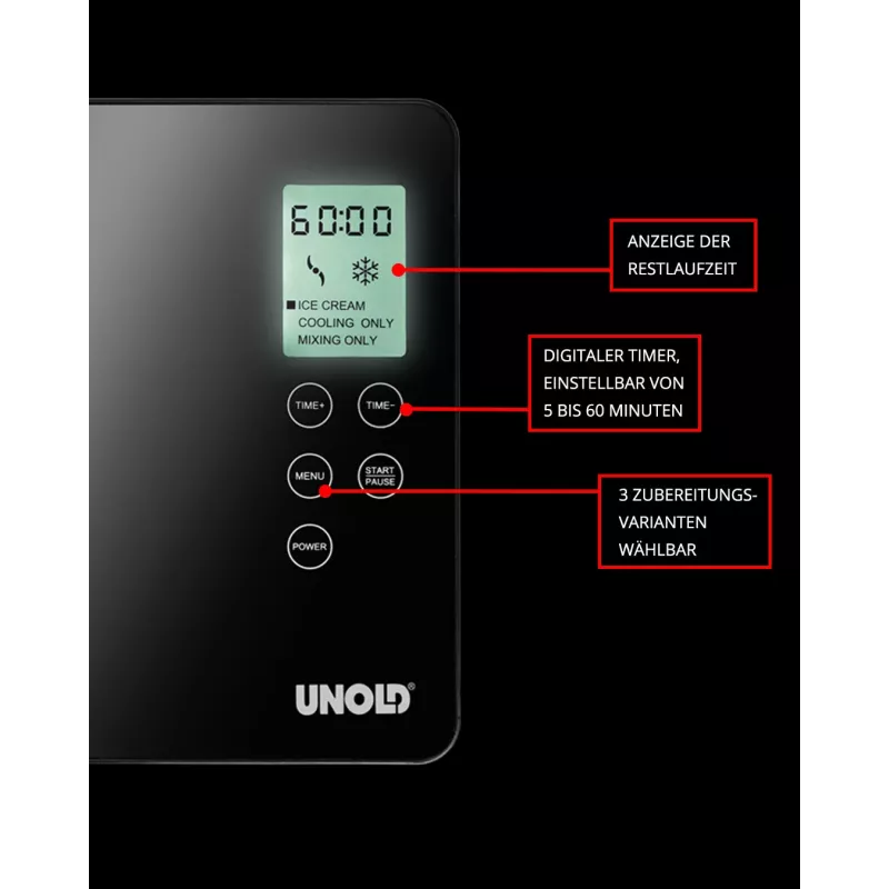 Unold 48845 ledų gaminimo aparatas su kompresoriumi 2 L 180 W Juoda, Nerūdijantis plienas