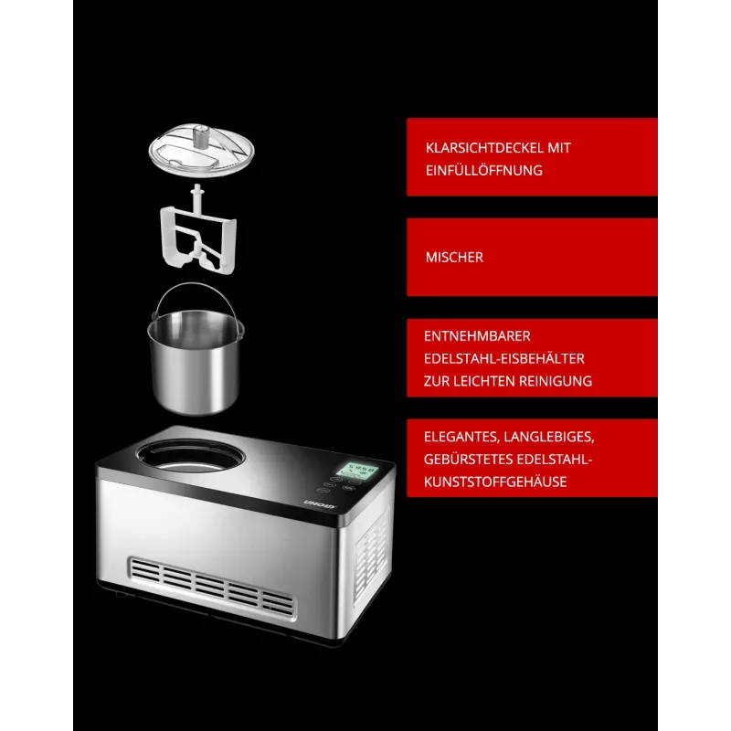Unold 48845 ledų gaminimo aparatas su kompresoriumi 2 L 180 W Juoda, Nerūdijantis plienas