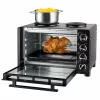 Unold Small Kitchen All in One – laisvai pastatoma viryklė, juoda, su 2 kaitvietėmis ir 30 l orkaite