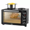 Unold Small Kitchen All in One – laisvai pastatoma viryklė, juoda, su 2 kaitvietėmis ir 30 l orkaite