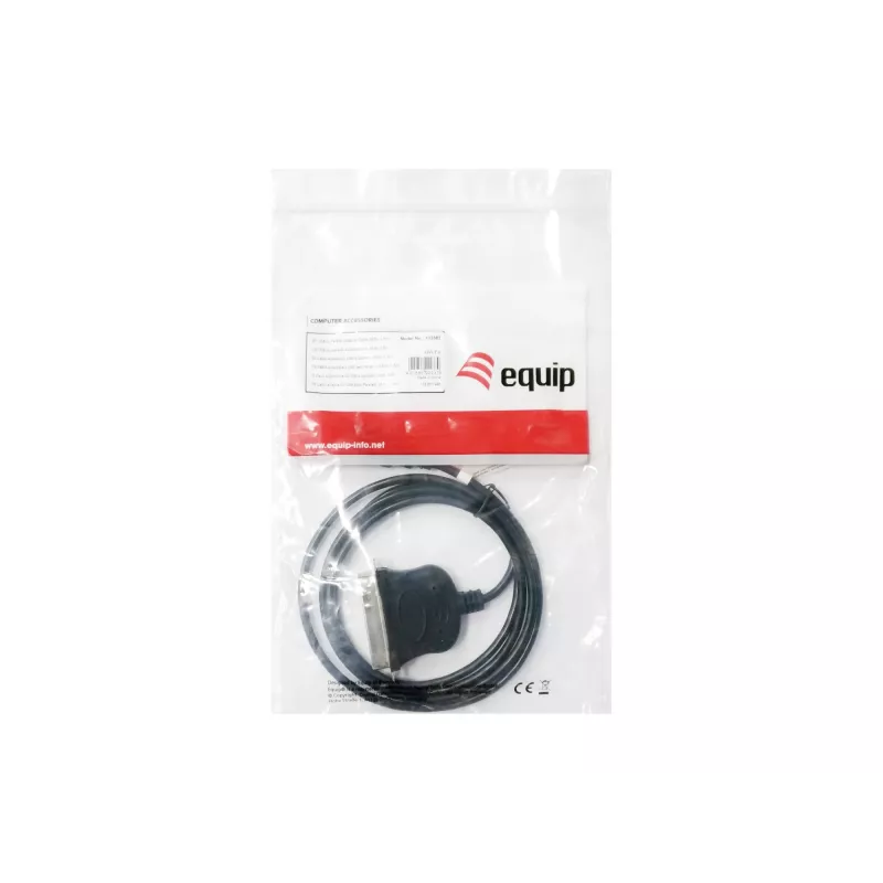 Equip USB į lygiagretųjį adapterio kabelis, juodas, USB A, Centronics 36, 60 g, 1 vnt., 175 mm